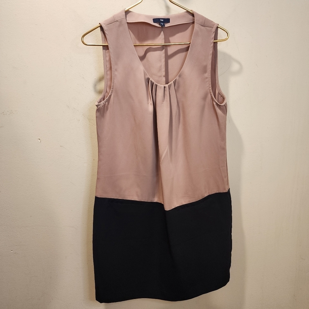 Gap Sleeveless Color Block Black And Tan Two-Tone Dress 8